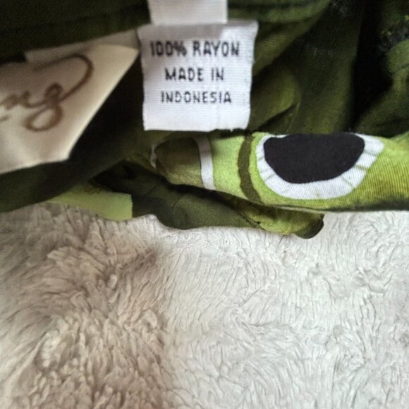 Lynz Women's Popover Geo Print Tunic Top Large Green Long Sleeve Lightweight - Picture 4 of 9